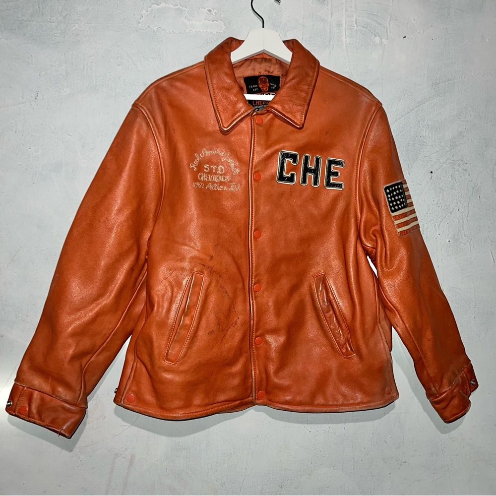 22x26.5 Vintage CHEVIGNON Leather Button Up Jacket Large